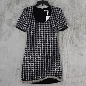SIMKHAI Vivalie Embellished Grid Mini Dress Womens‎ 0 Black NWT